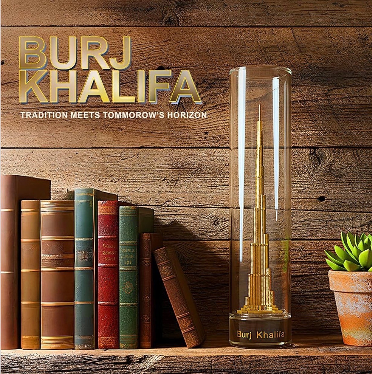Golden Burj Khalifa in Acrylic Tube | Perfect Timeless Elegance Souvenirs Gift