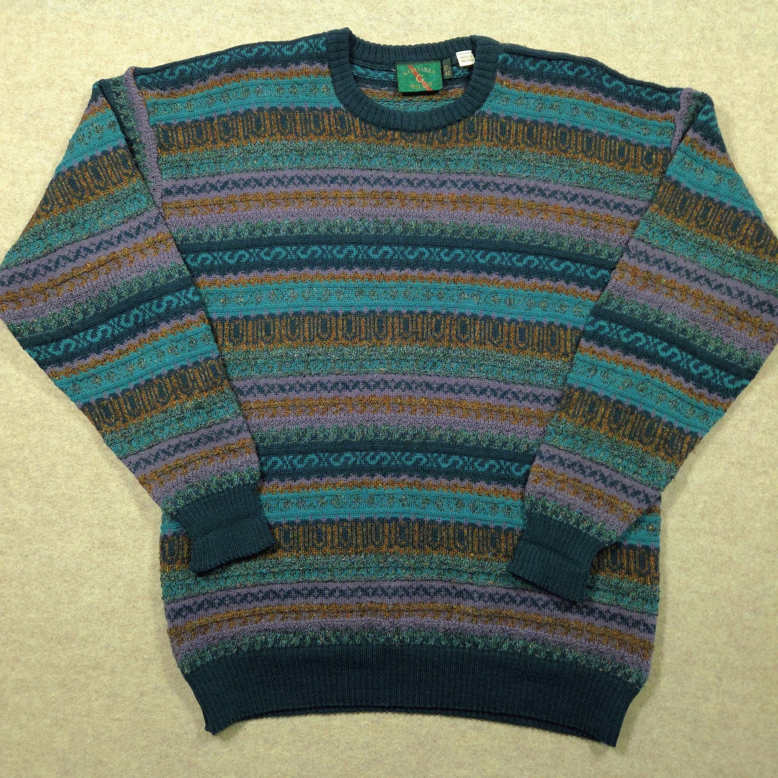 Vintage Gaeltarra Wool Alpaca Sweater Mens 42 Fair Isle Inspired Ireland Jumper
