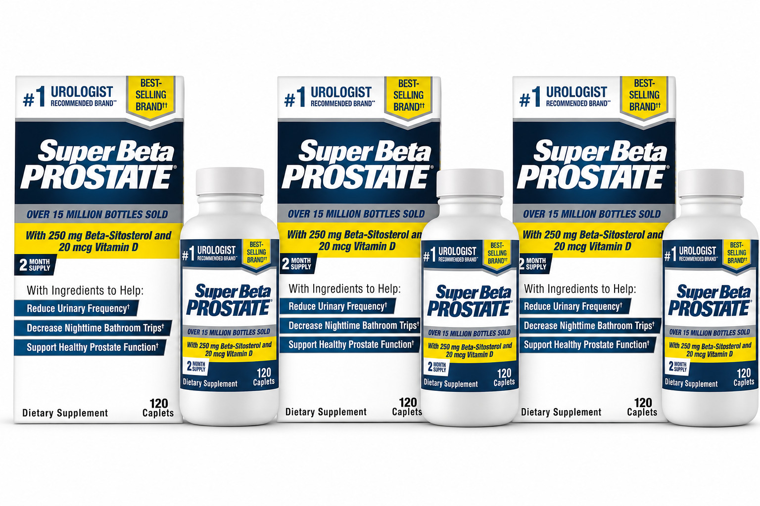 3-PACK-Men\'s Health SUPER BETA PROSTATE Support Supplement 250 mg- 120 