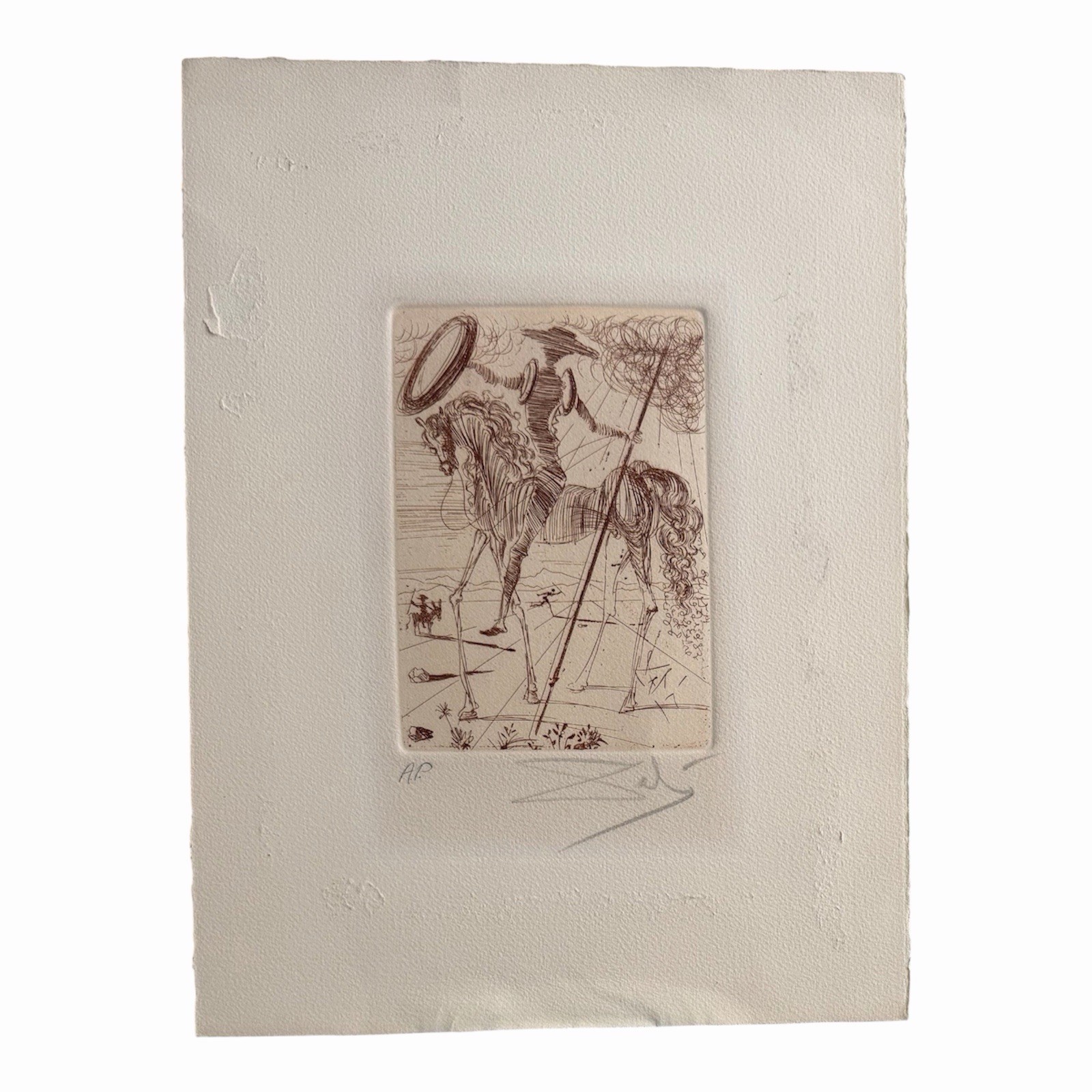 Salvador Dali DON QUIXOTE Artist Proof Hand Signed Pencil Signed Etching