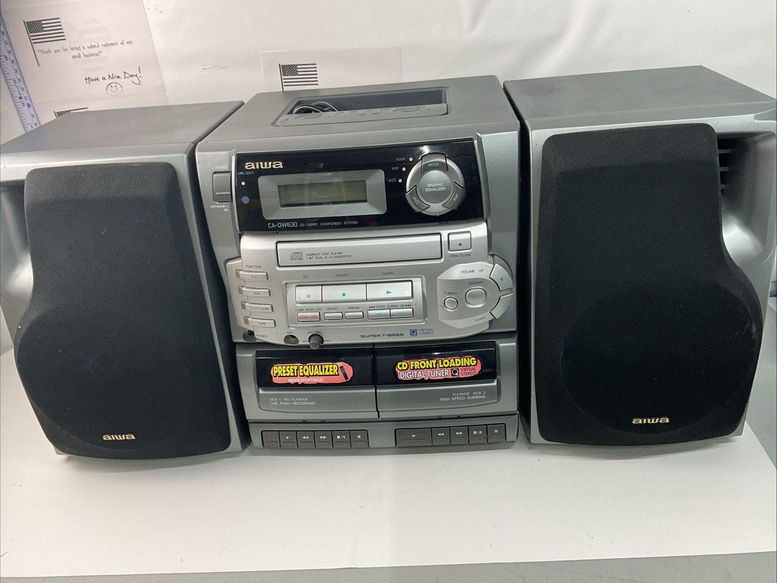 Vintage AIWA CA-DW630U Boombox CD Cassette AM FM Radio Stereo 26016