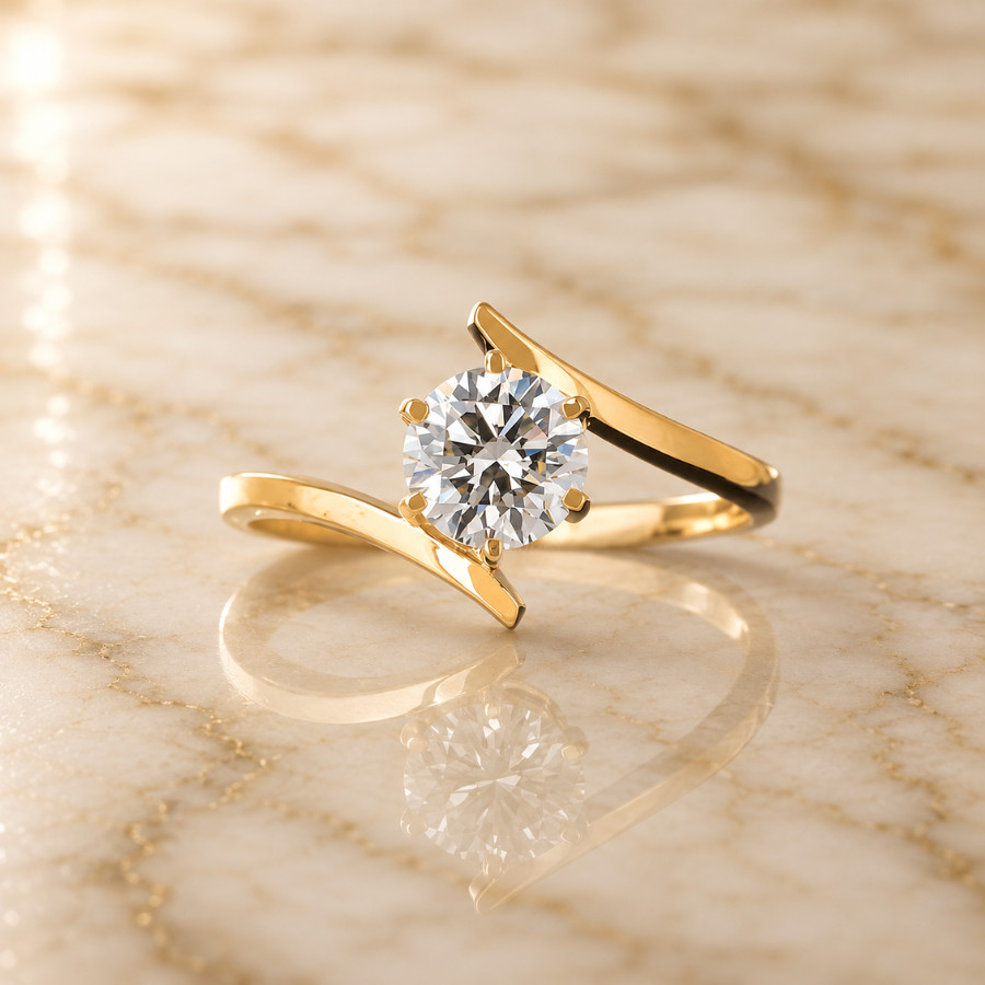 IGI 2.50Ct Round-Cut E-F/VS1 Lab Grown Diamond Engagement Ring 14k Yellow Gold