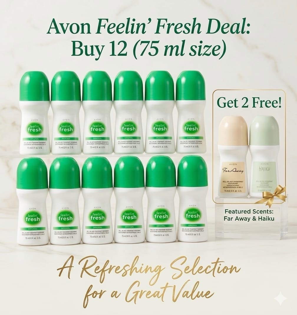 12+2 FREE  Avon Feeling Fresh Roll-On Antiperspirant Deodorant, 2.6 fl. oz
