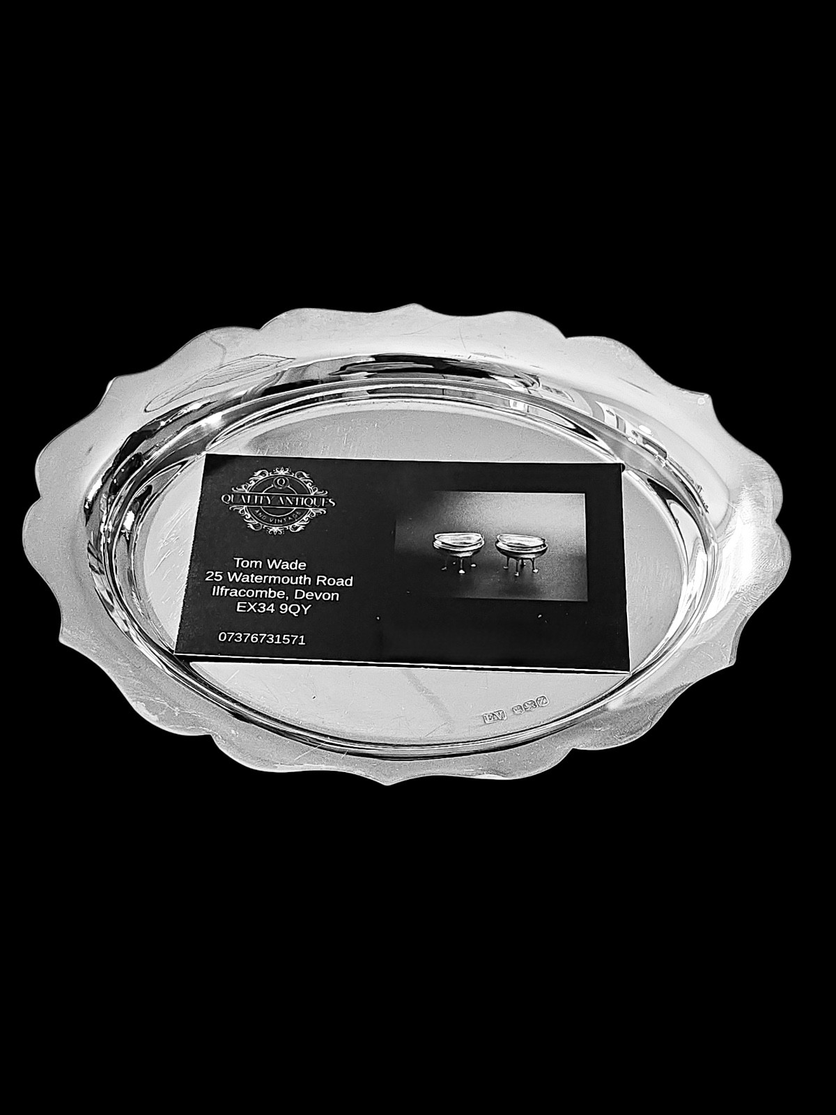1967 Emile Viner Sterling Silver Card Tray – Full Hallmarks