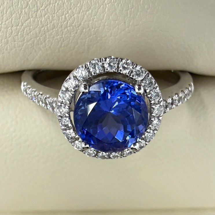 Pure Tanzanite by Jeff Moseley 18K White Gold 1.25ct Tanzanite Diamond Ring Sz 8
