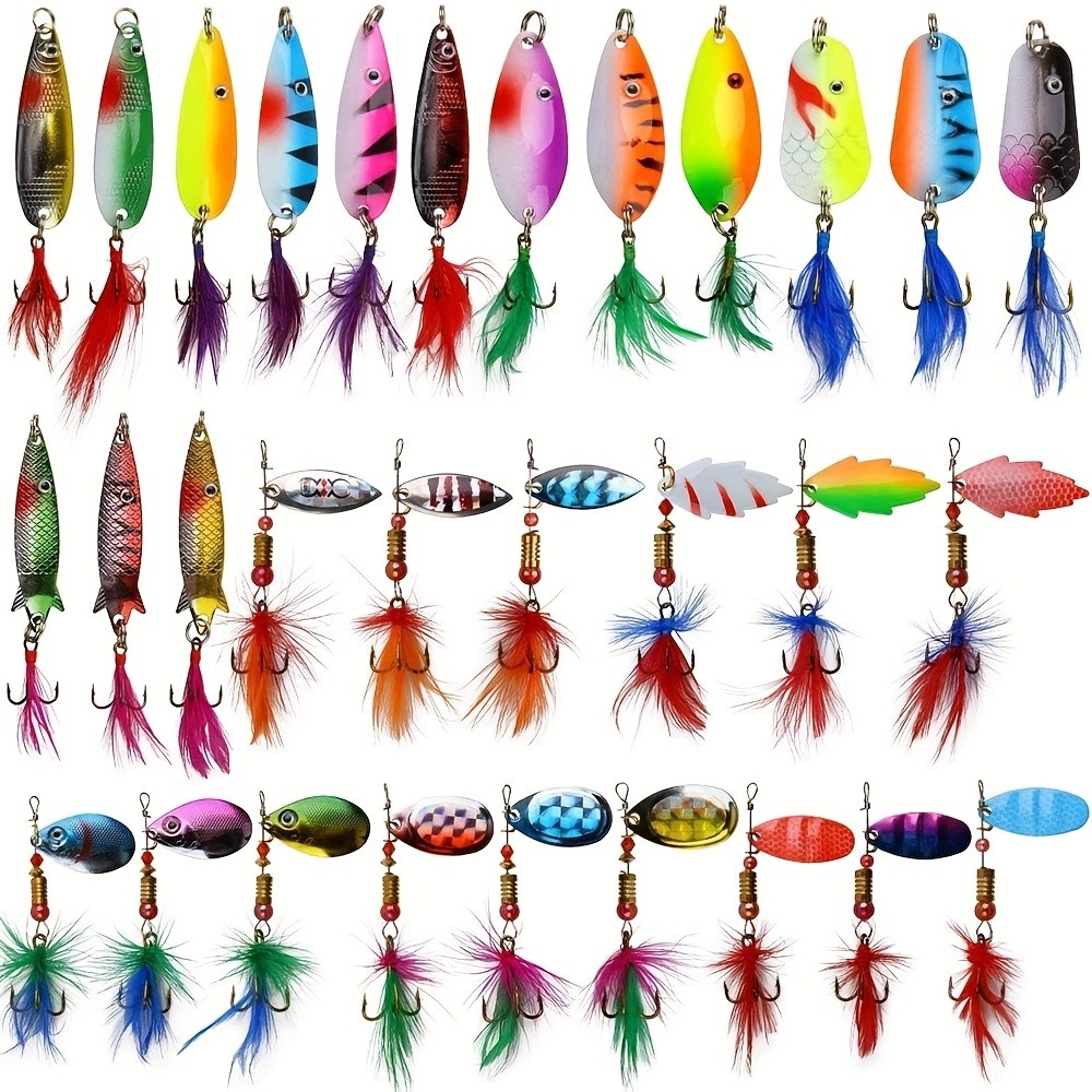 30pcs Fishing Lures Spinner Baits Bass Lures Trout Lures Hard Metal Spinnerbait