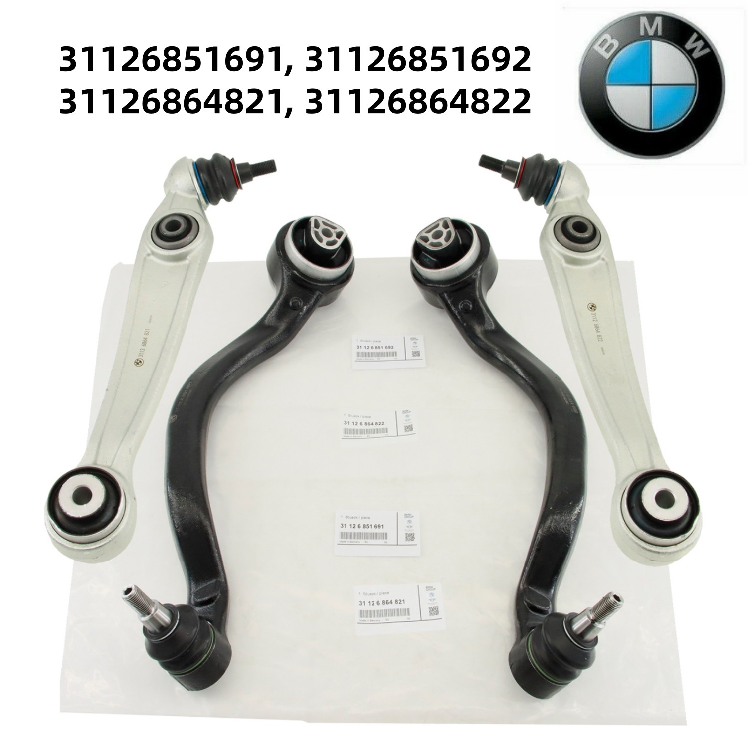 Genuine 2014-2018 BMW X5 2015-2019 BMW X6 4Pcs Front Control Arm w/Ball Joint