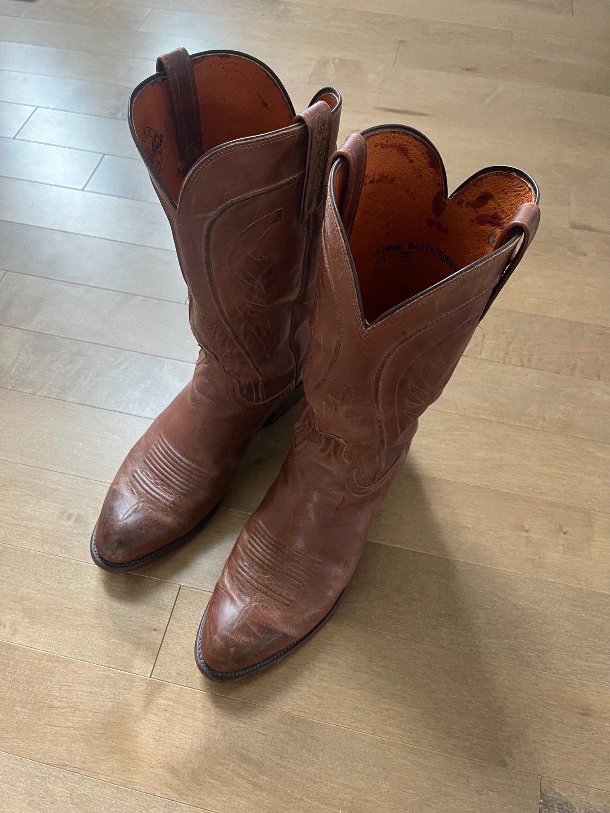 Lucchese 1883 men\'s brown leather cowboy boots 11.5 EE worn 5 times