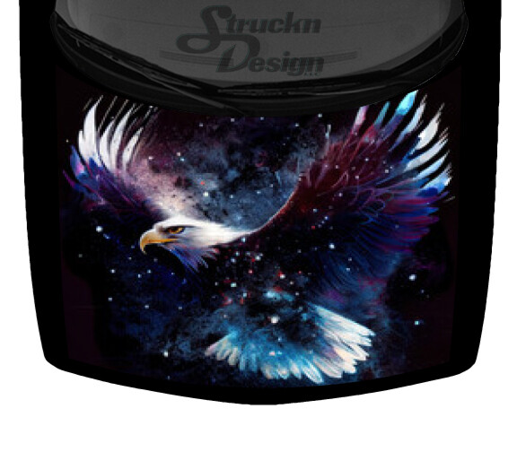Glowing Galaxy Colorful Purple Eagle Truck Hood Wrap Vinyl Car Graphic Decal