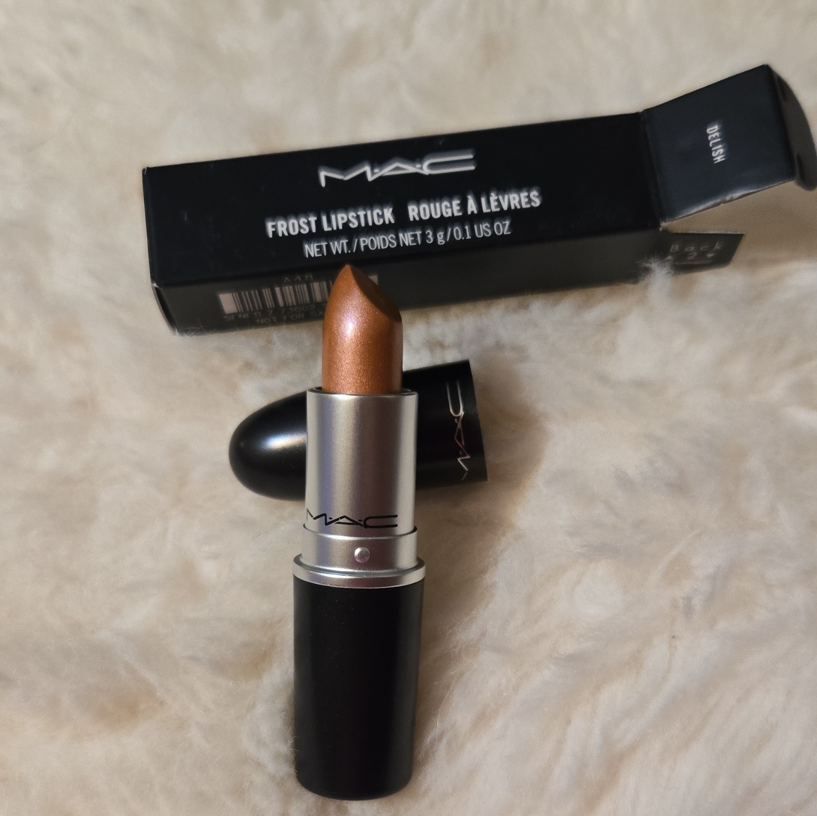 M·A·C Frost Lipstick Shimmer Stick Shade Delish Bronze 0.1 oz