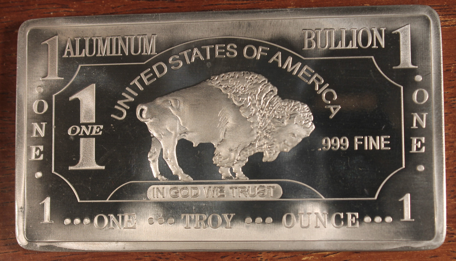 One 1 Troy Ounce .999 Fine Aluminum Bar ..............Ships from Ohio