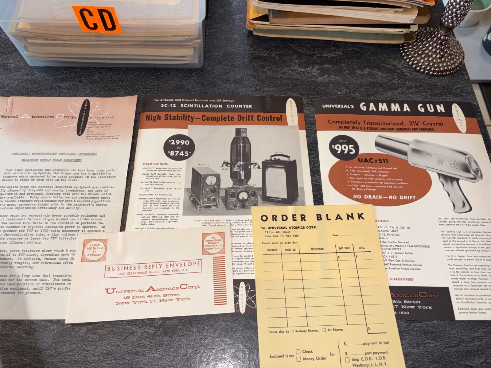 Vintage Universal Atomics Gamma Gun Airborne Scintillation Counter Ad Sheets CD Vintage Universal Atomics Gamma Gun Airborne Scintillation Counter Ad Sheets CD