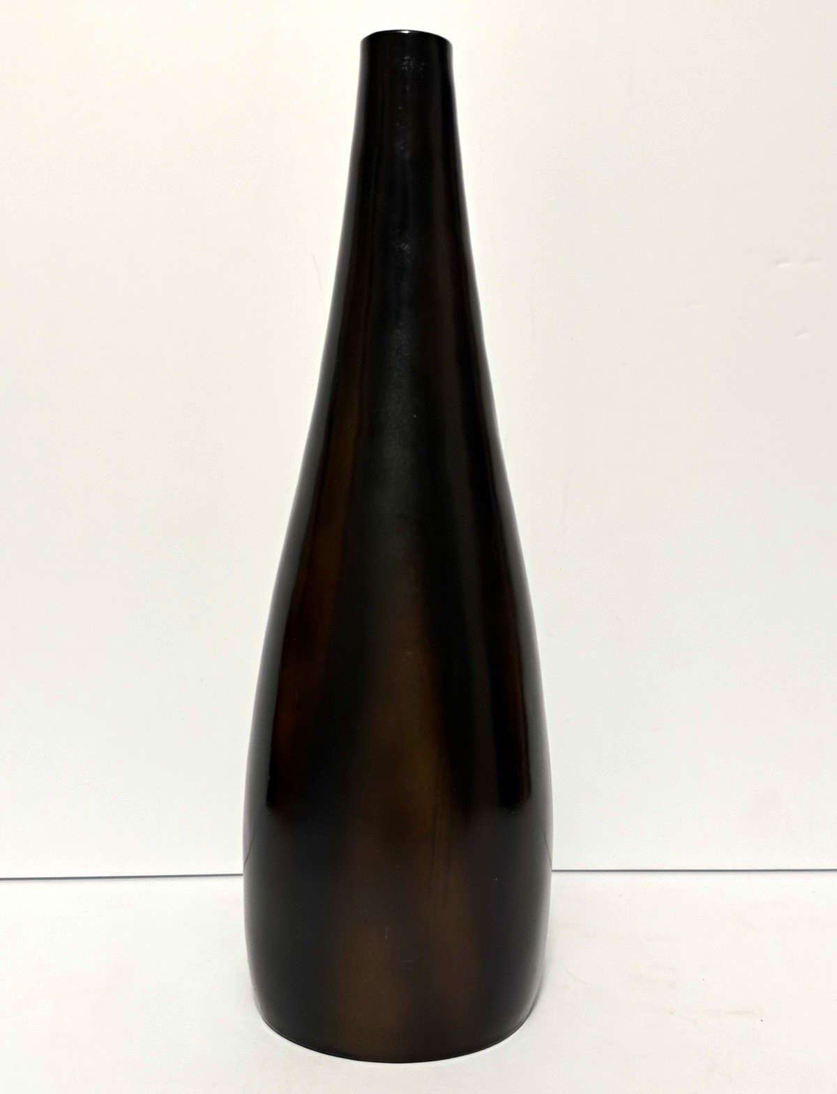 Modern Minimalist Dark Brown Bronze Tone Teardrop Bottle Vase Tall Decorative