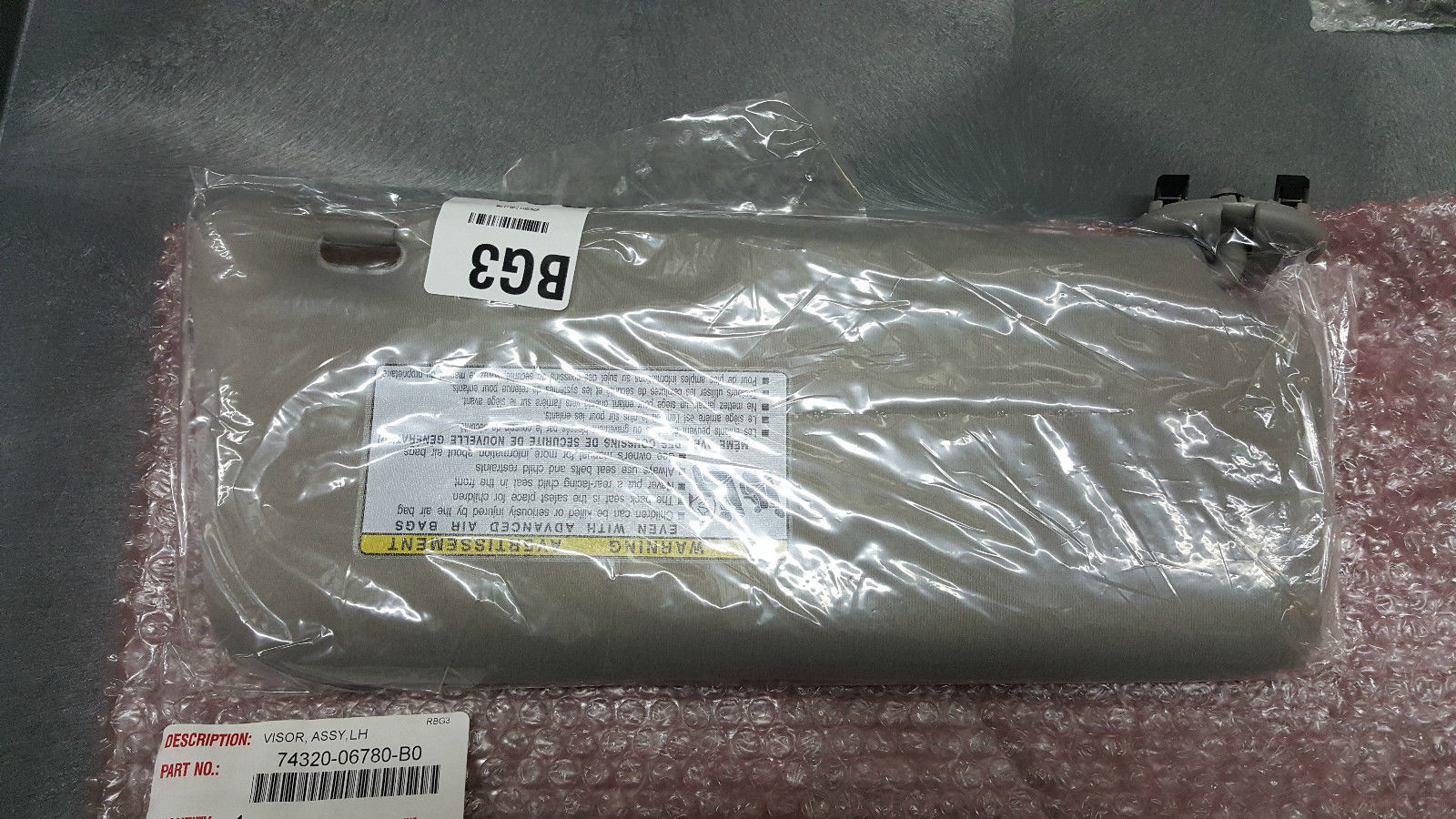 New 2007-11 Toyota Camry Visor Set Left & Right Gray With Sunroof