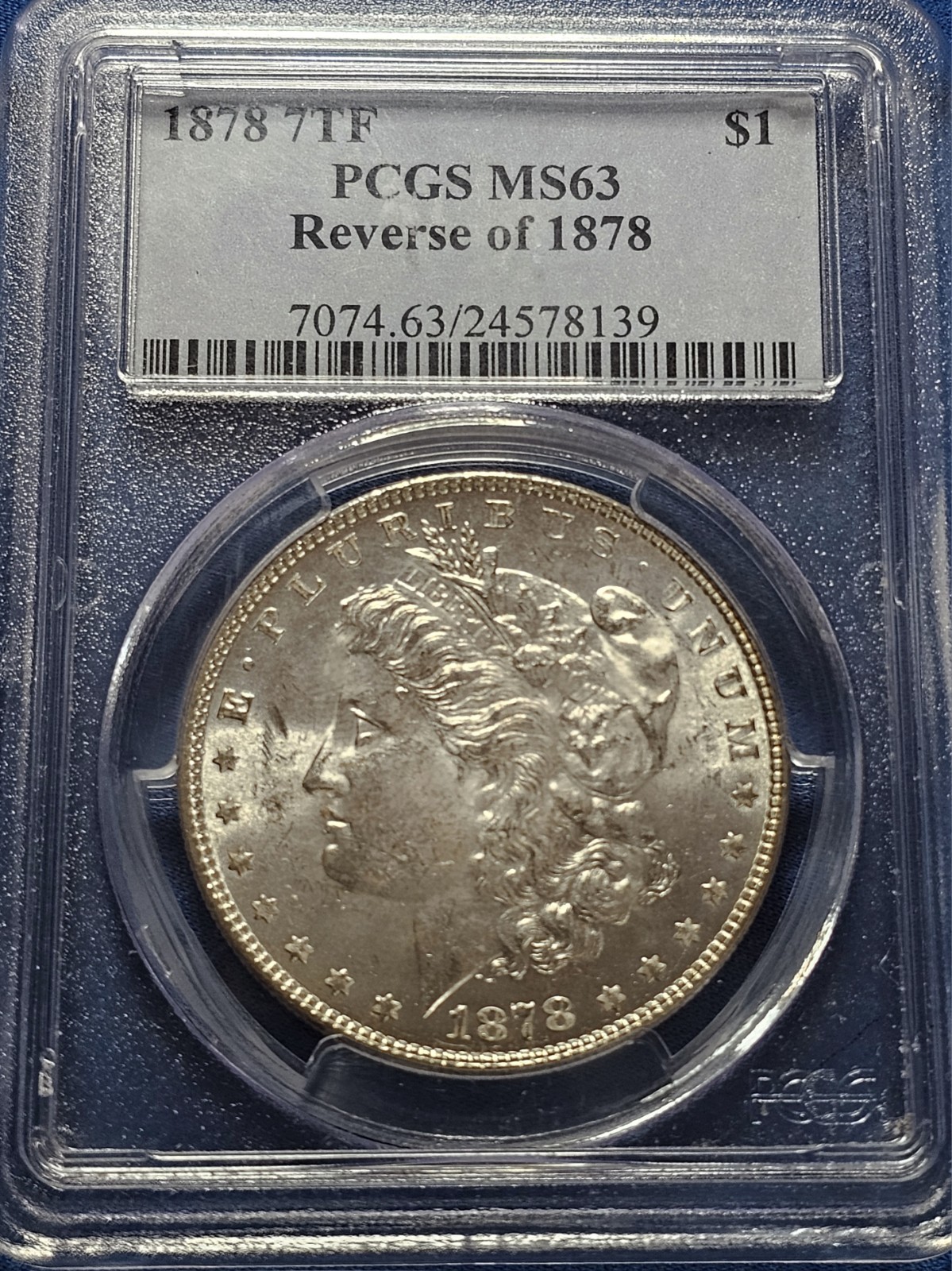 1878 7TF Morgan Silver Dollar $1 - PCGS MS 63 - Reverse of 1878