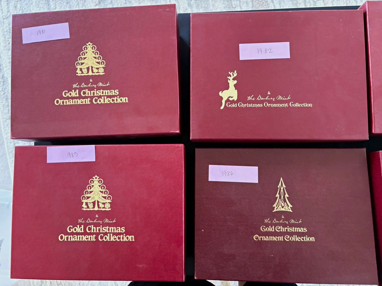 Danbury mint & Franklin Mint Gold Christmas Ornament Ornaments w/ Boxes 23k Gold