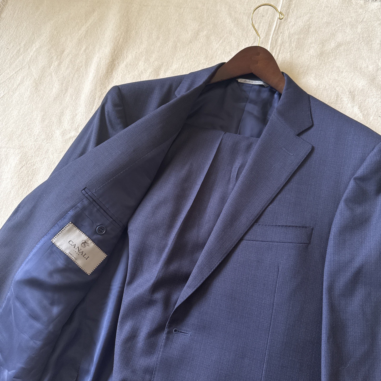 Men\'s Canali 1934 Stretch Suit 34 50 7R (40) US Blue Wool 35x30 Pants Worn Once Men\'s Canali 1934 Stretch Suit 34 50 7R (40) US Blue Wool 35x30 Pants Worn Once