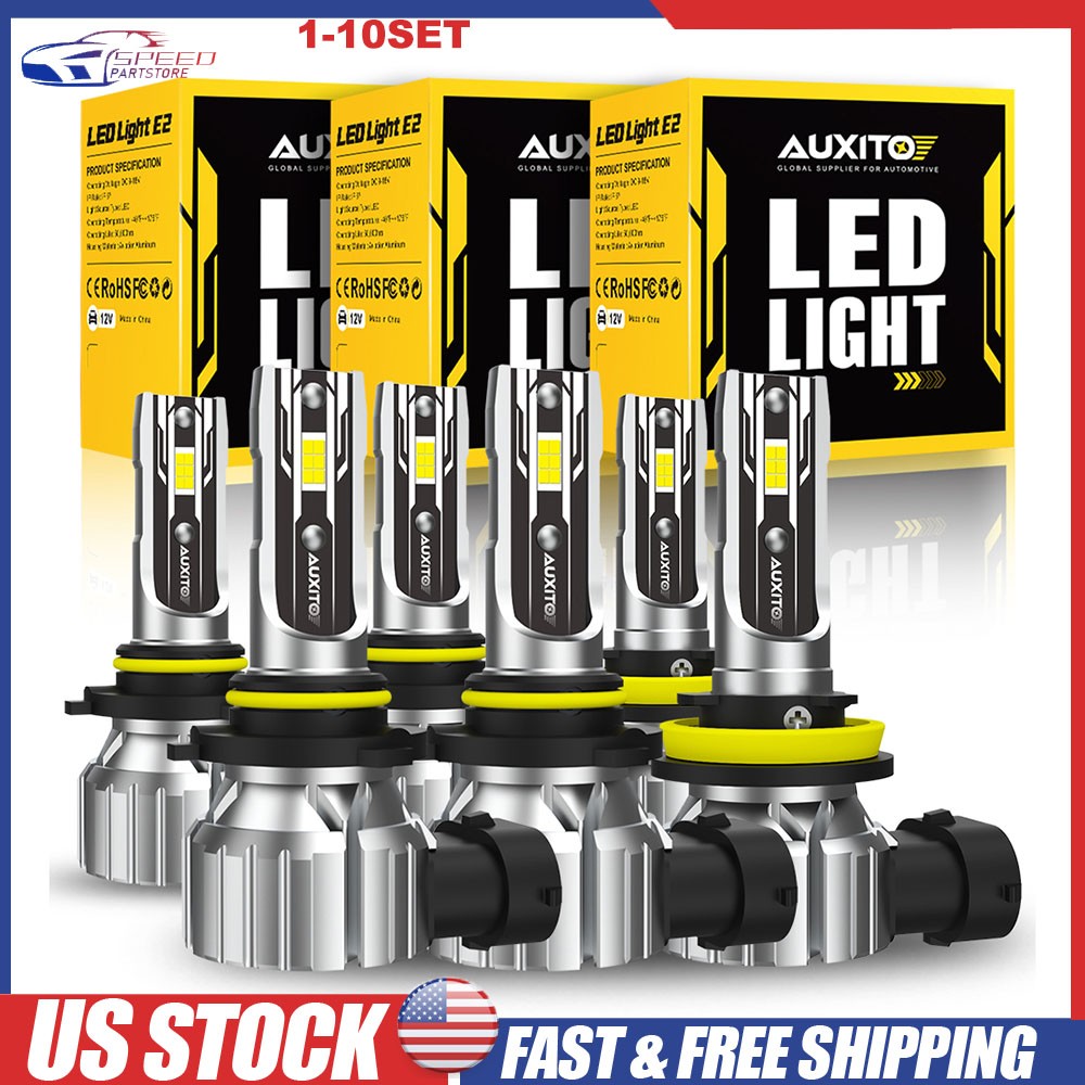 9005 9006 H11 Combo LED Headlight Fog Bulbs Kit High Low Beam 6500K White 6-60X