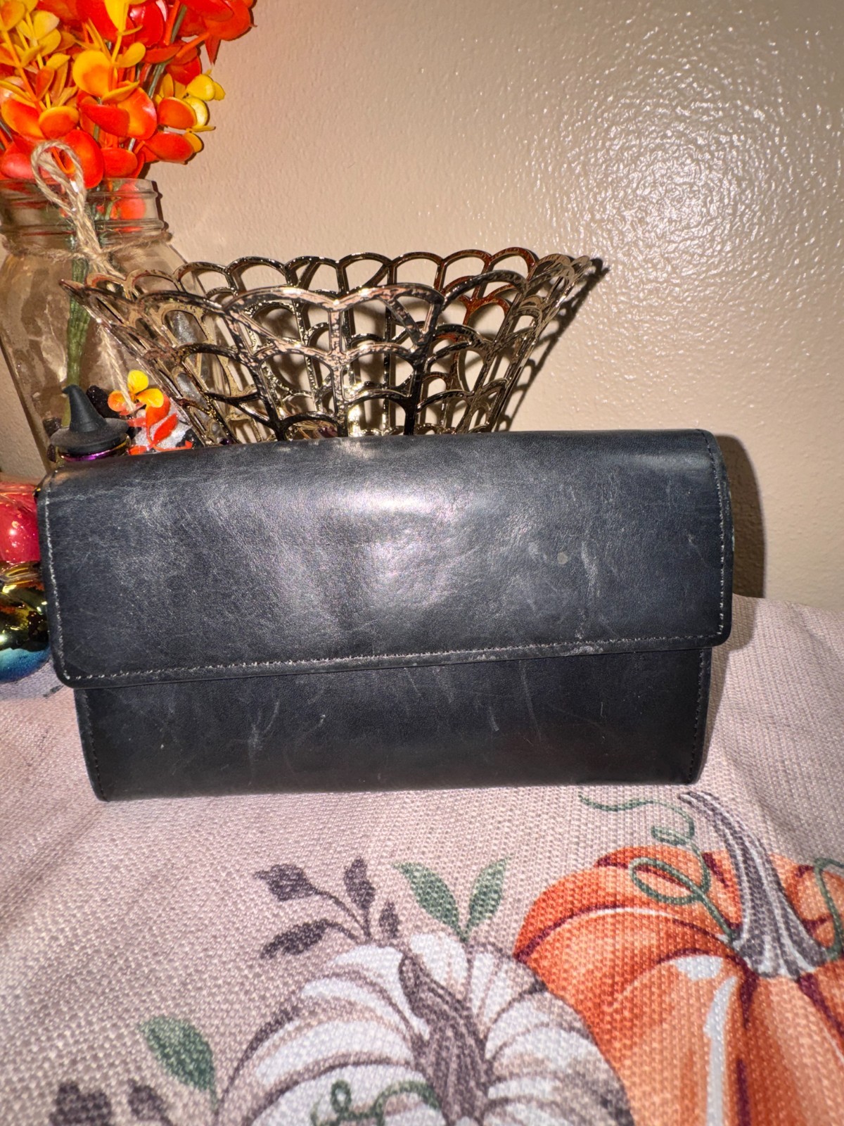 Vintage -Luxury-HCL Handcrafted Leather West Germany Wallet tartan plaid inside