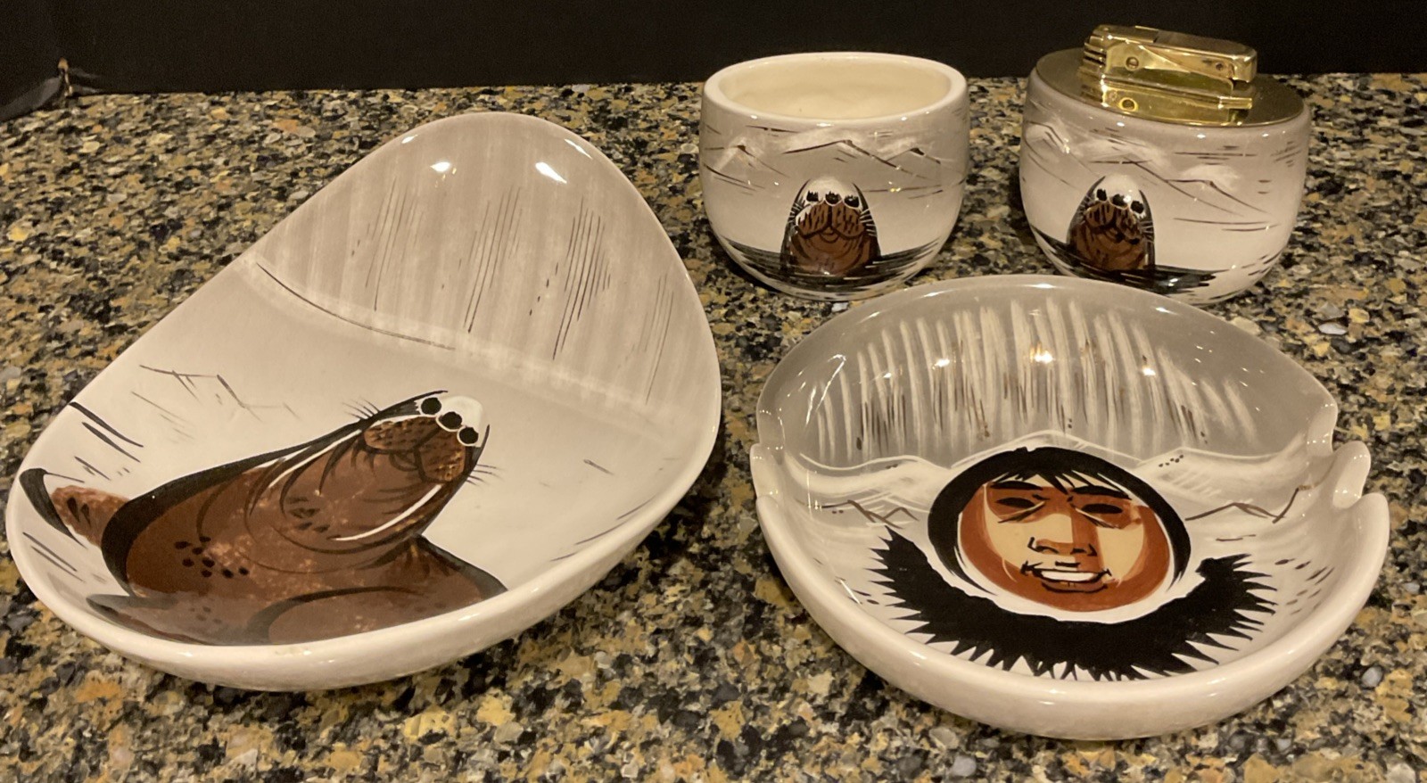 VTG MCM SASCHA BRASTOFF WALRUS in Glaciers Alaskian Series Signed 4 Pieces