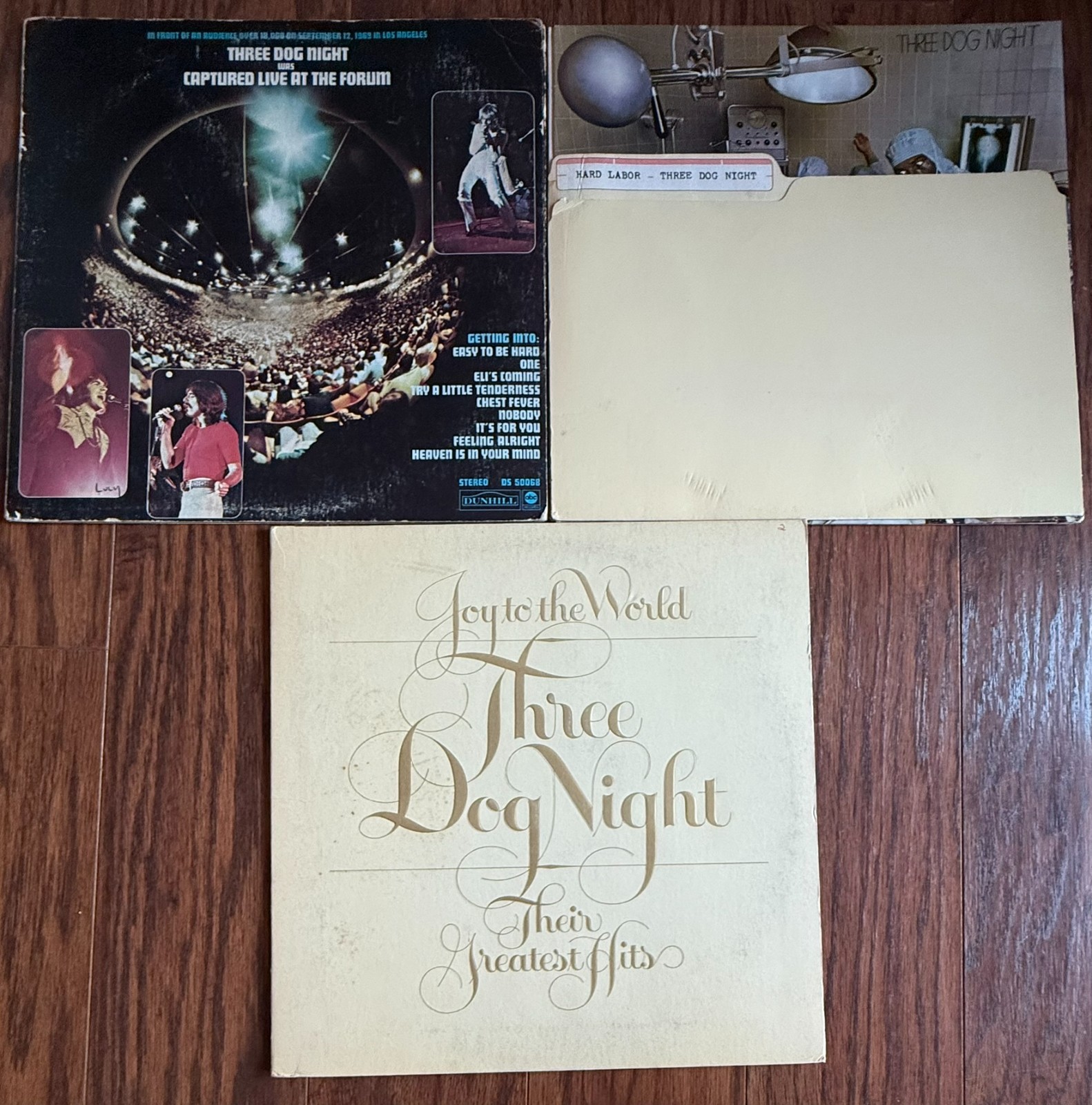 Lot of 3 Three Dog Night Vinyl LPs Hard Labor Captured Live Greatest Hits