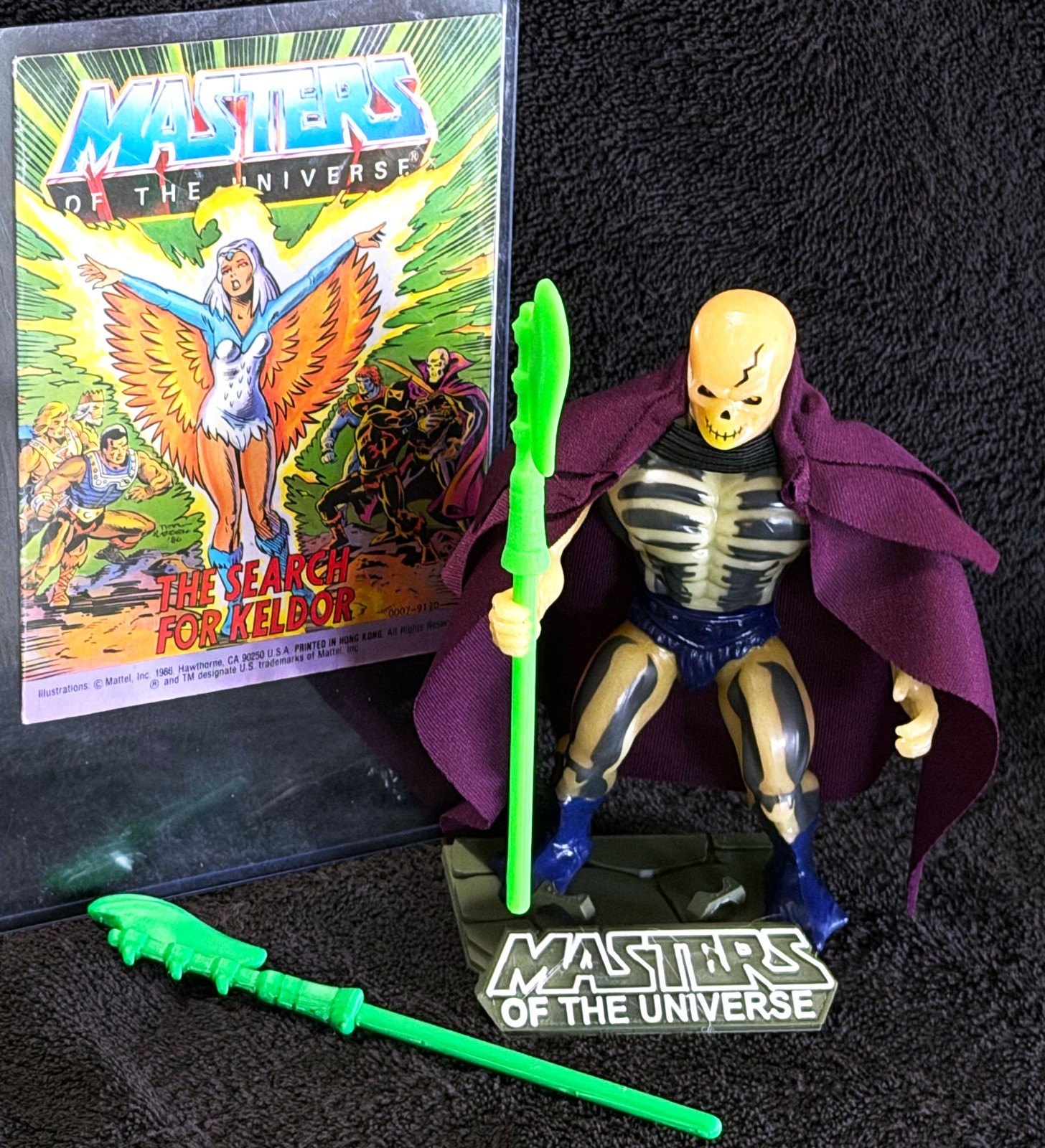 1987 SCARE GLOW • w/VINTAGE COMIC & STAND • VINTAGE MASTERS OF THE UNIVERSE