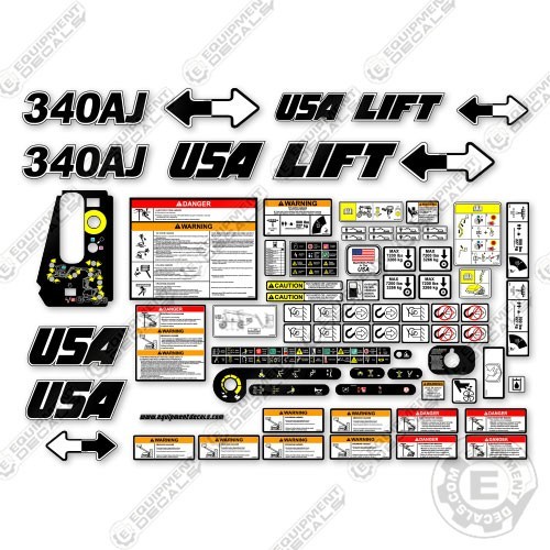 Custom USA Upgrade Fits JLG 340AJ Decal Kit Boom Lift - Aftermarket Kit