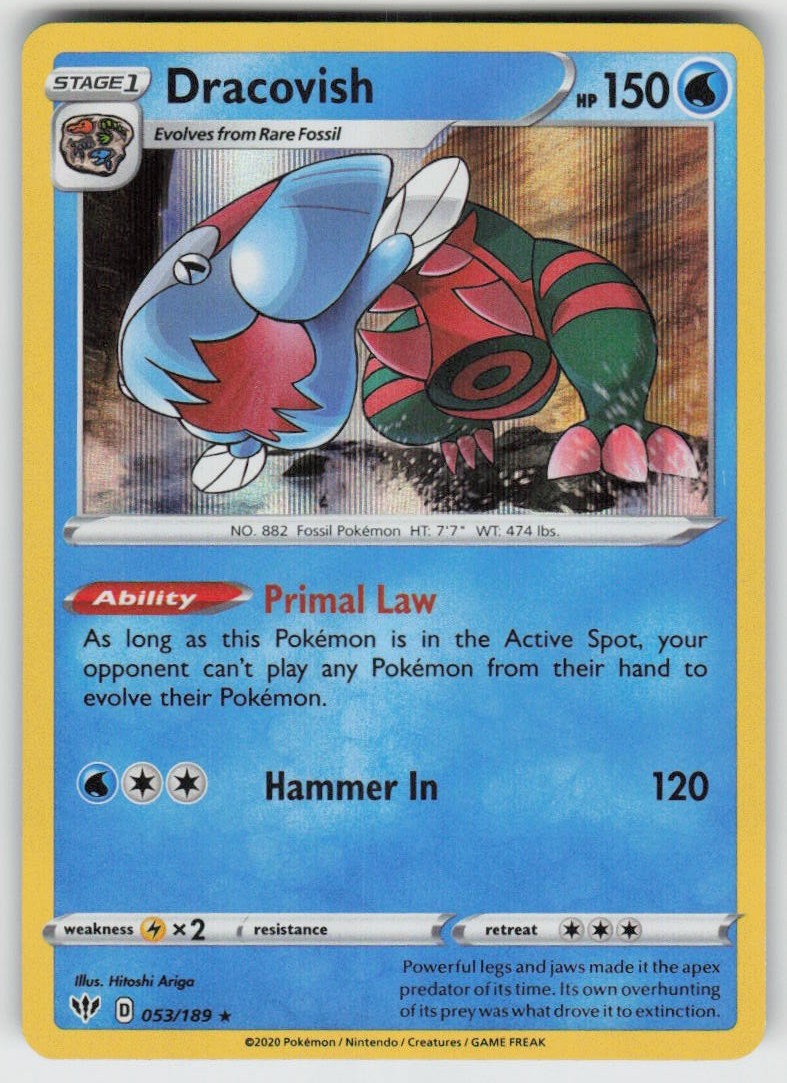 Dracovish 053/189 Holo Rare SWSH03: Darkness Ablaze Dracovish 053/189 Holo Rare SWSH03: Darkness Ablaze