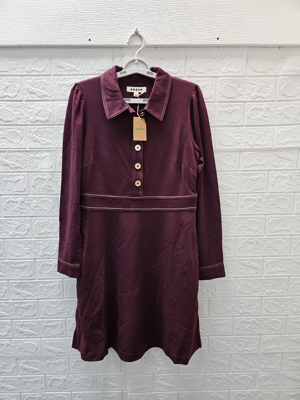 New Boden Nicolette Long Sleeve Dress Dark Cherry Sz 8R New Boden Nicolette Long Sleeve Dress Dark Cherry Sz 8R