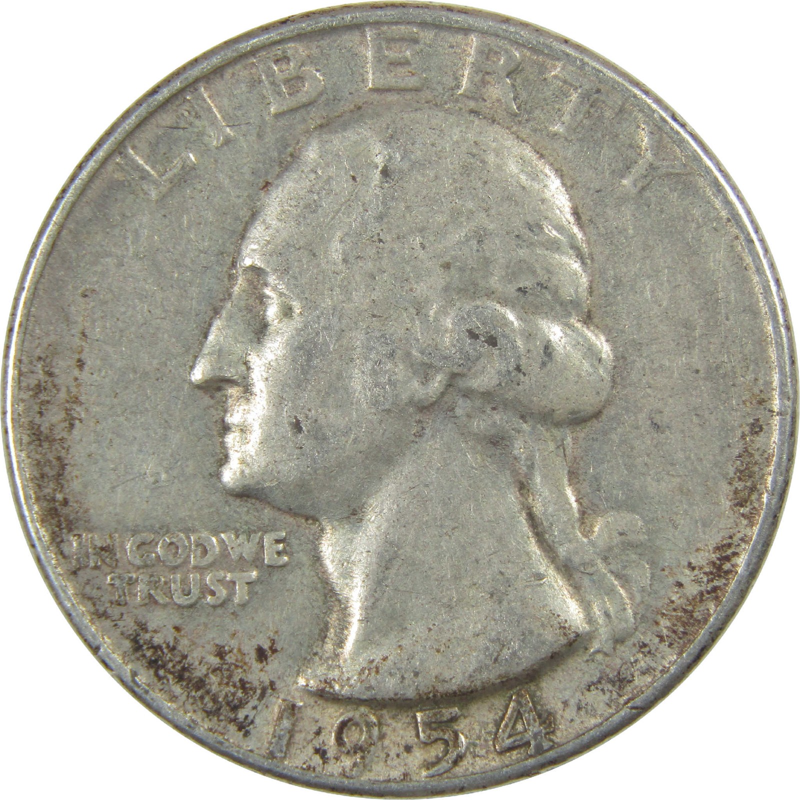 1954 S Washington Silver Quarter Circulated 25c Coin Collectible