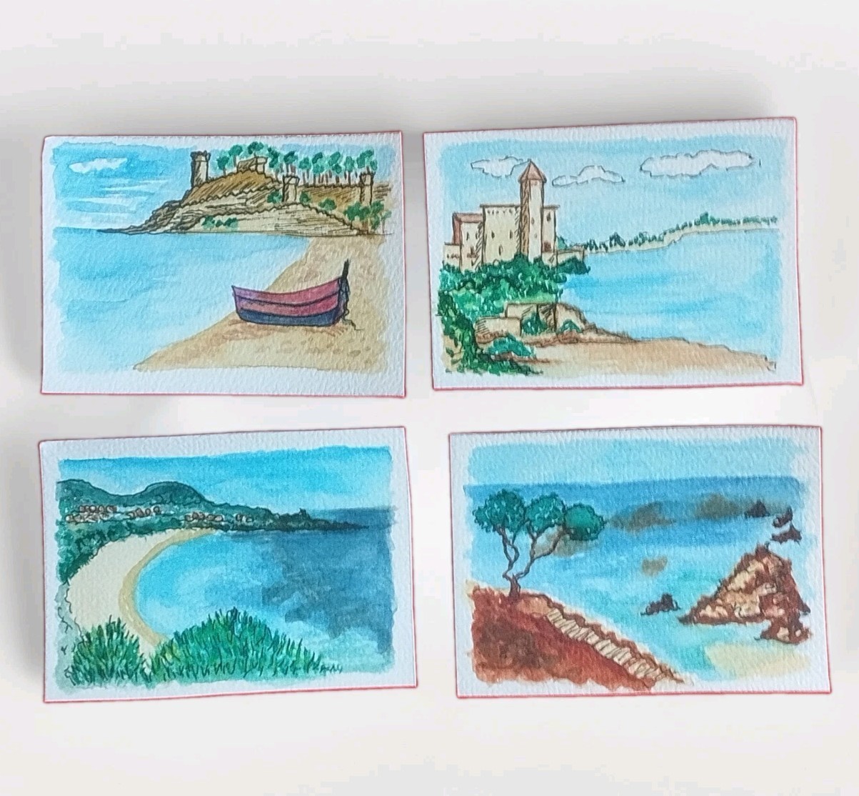 ACEO Original OOAK Beach Ocean Sea  lot 4  signed ArtisticChaptersbyIris