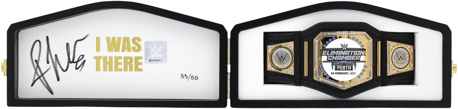 Rhea Ripley WWE Signed 2024 Elimination Chamber Mini Title In Gift Box - LE 50
