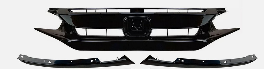 Fits 2019-2021 Honda Civic Sedan Coupe Full Glossy Upper Mesh Grille W/Molding