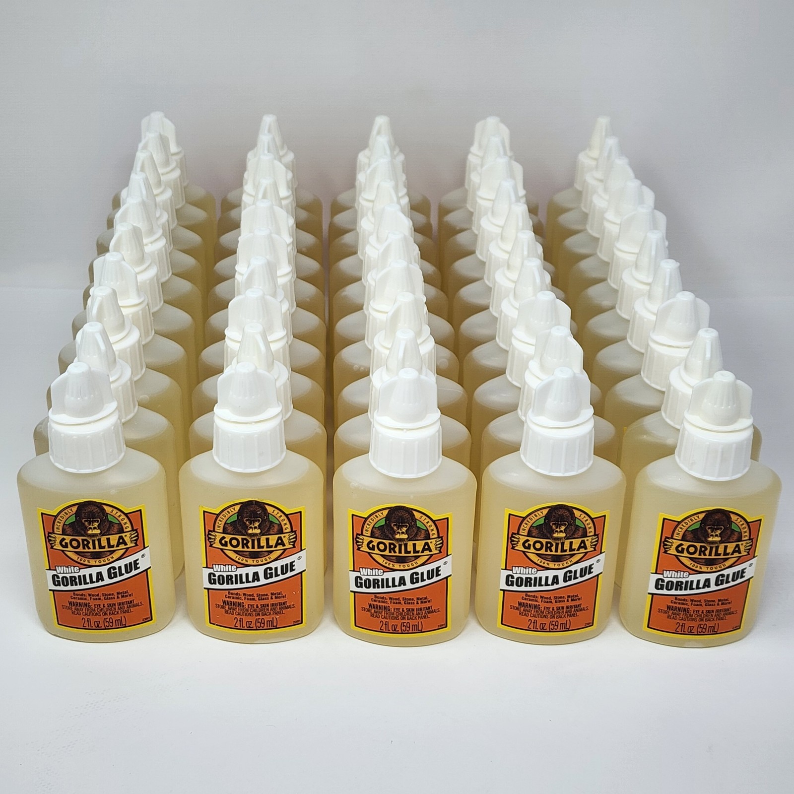 Gorilla Glue White Original Strong Bonds Wood Stone Metal Glass 2 oz (50 Pack)