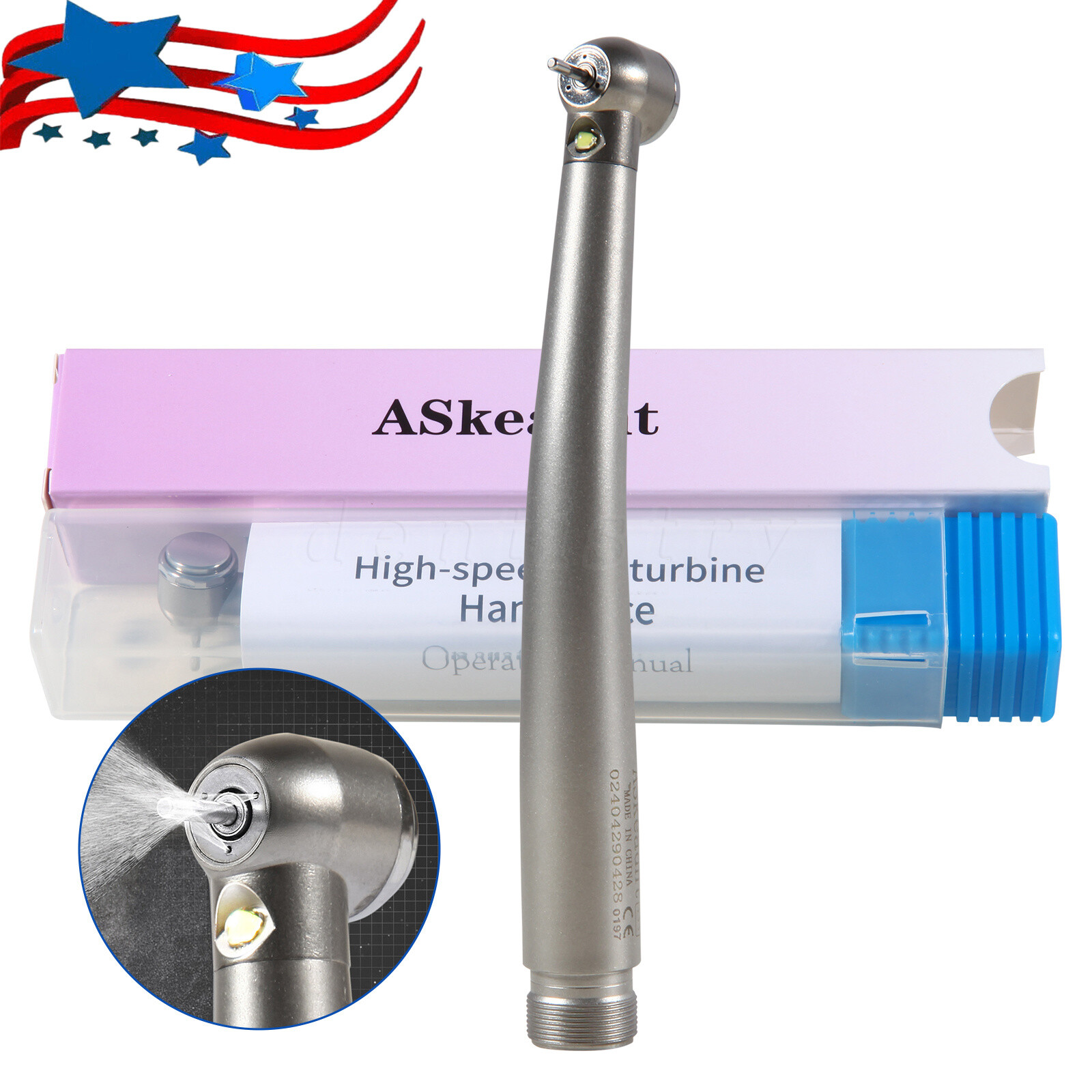 PANA MAX Pieza Mano Dental de Alta Velocidad Turbina Aire Pulsador 2/4H w/ LED