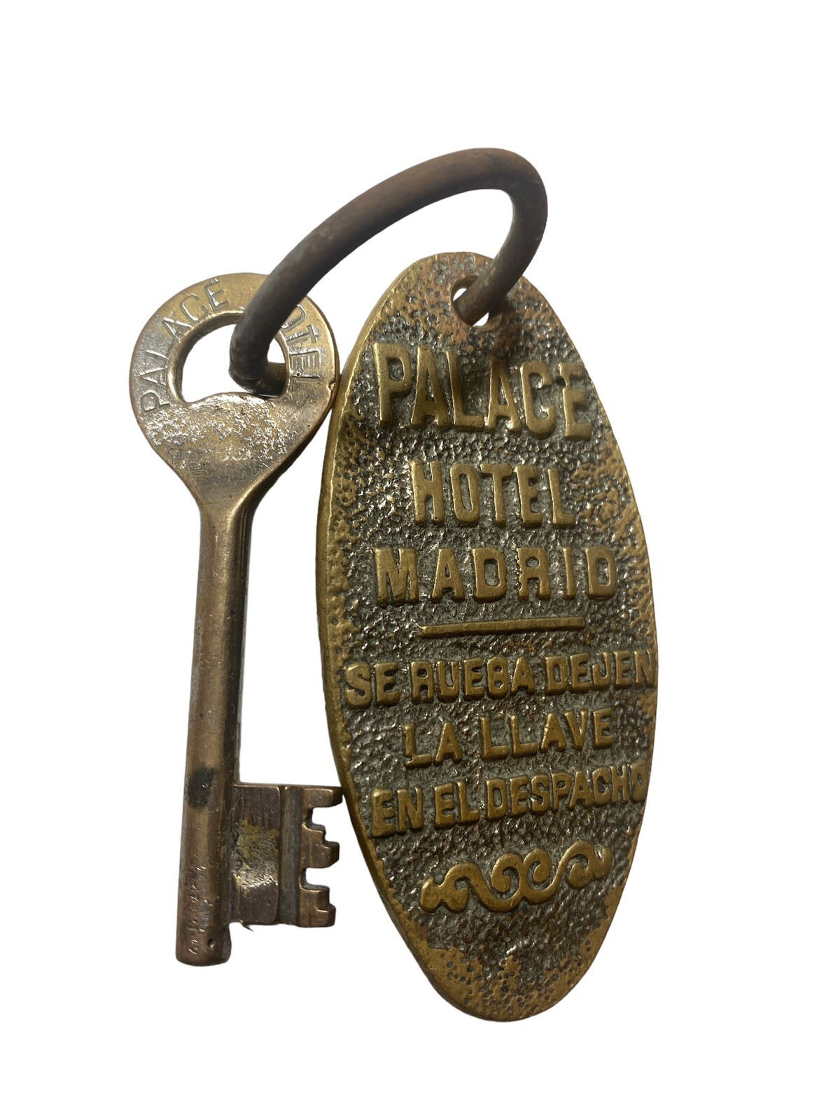 Vintage Palace Hotel Madrid Room Skeleton Key And Fob #367 Vintage Palace Hotel Madrid Room Skeleton Key And Fob #367