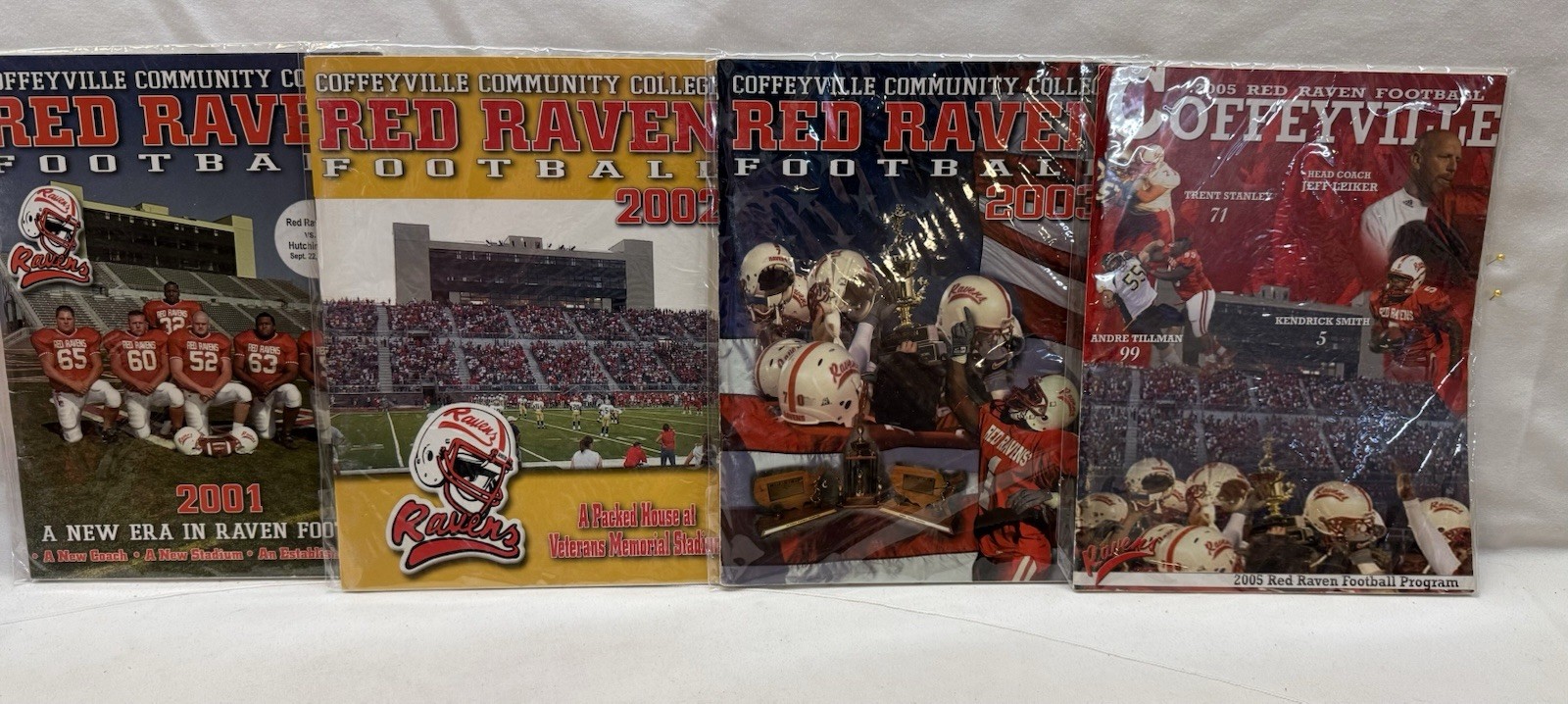 Coffeyville, KS Red Ravens CCC Football Program Lot - 2001, 2002, 2003, 2005