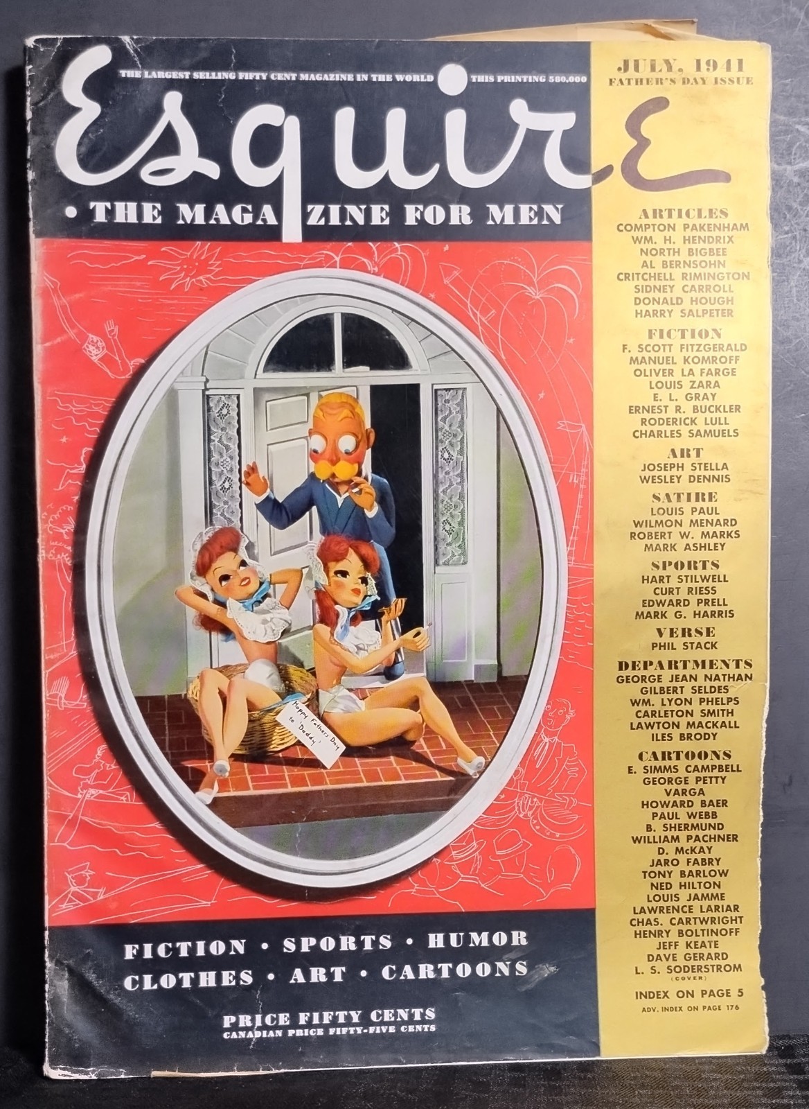 Esquire Magazine July 1941 Fathers Day Issue F Scott Fitzgerald Vintage Mens Mag
