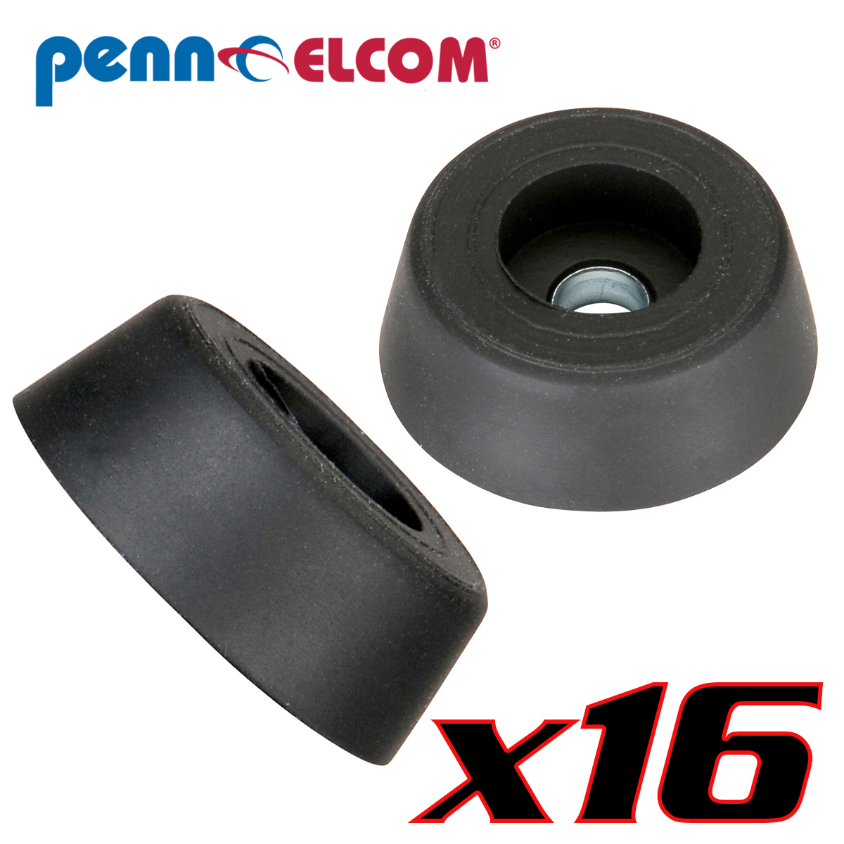 Sixteen Pack Penn Elcom 9120 Rubber Cabinet Foot 0.88