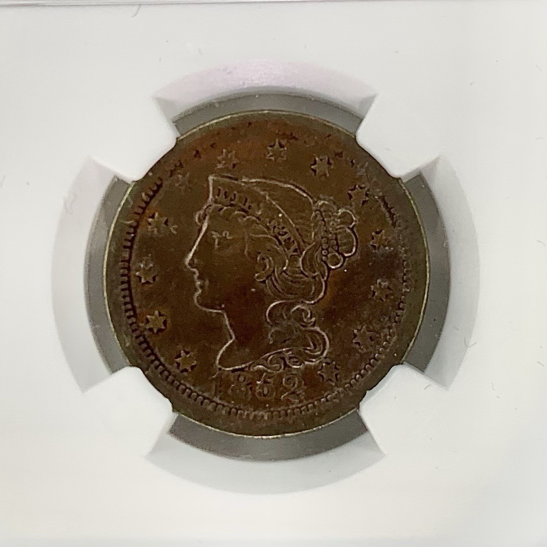 1852 Large Cent NGC AU 50 BN - Dark Photos of a Sharp, Chocolate Brown Coin 1852 Large Cent NGC AU 50 BN - Dark Photos of a Sharp, Chocolate Brown Coin