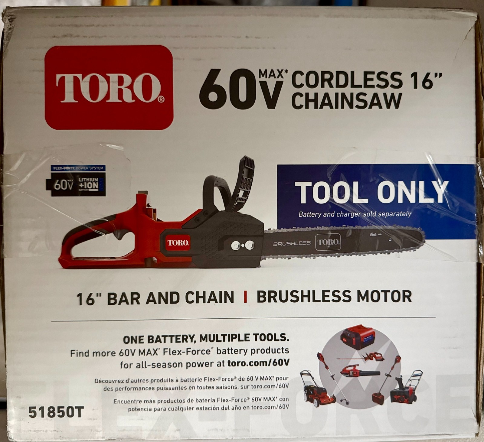 Toro Flex-Force 60V Cordless 16 in Brushless Chainsaw 51850T - LOCAL PICKUP ONLY