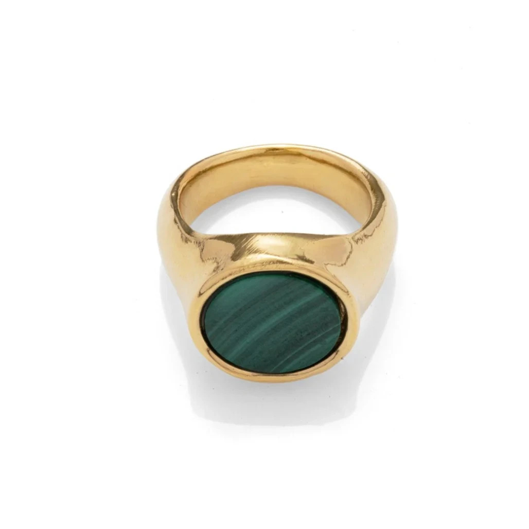 MAYAMAR (24K Gold Plated) Malachite Signet Gold Ring Size 6 NEW. Retails $79 MAYAMAR (24K Gold Plated) Malachite Signet Gold Ring Size 6 NEW. Retails $79