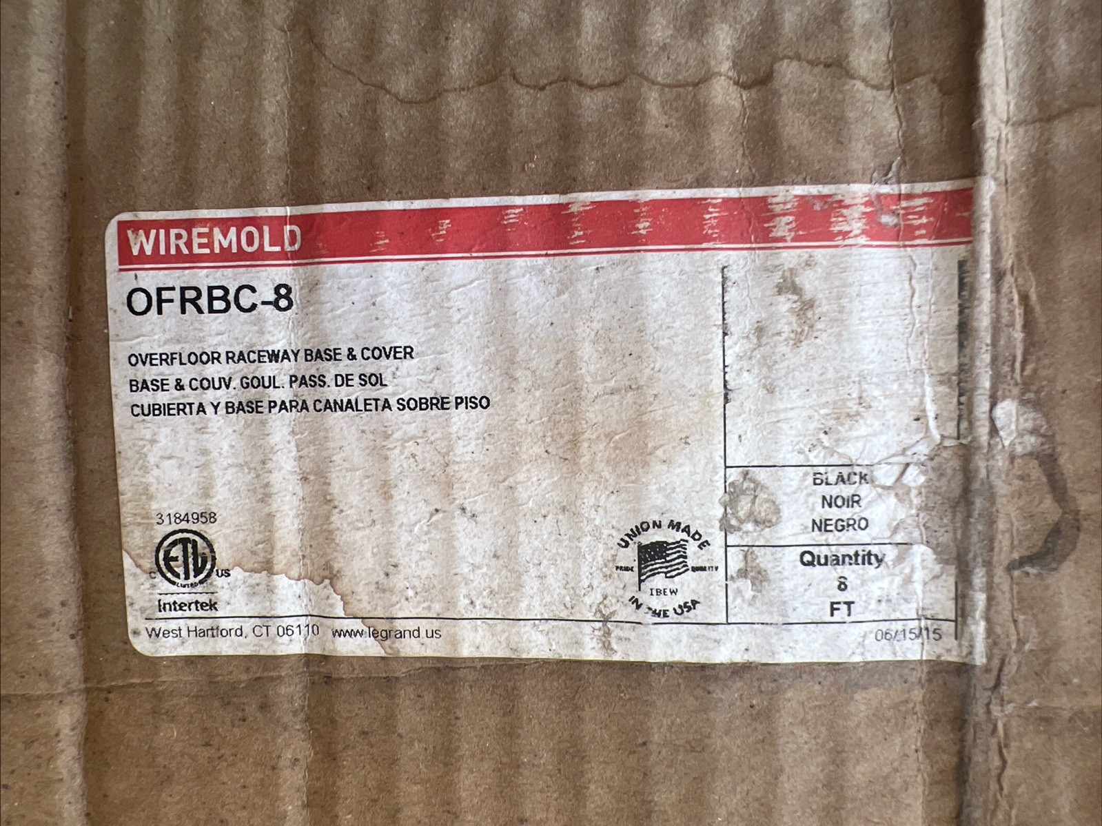 Legrand Wiremold OFR Series Overfloor Raceway Base OFRBC-8