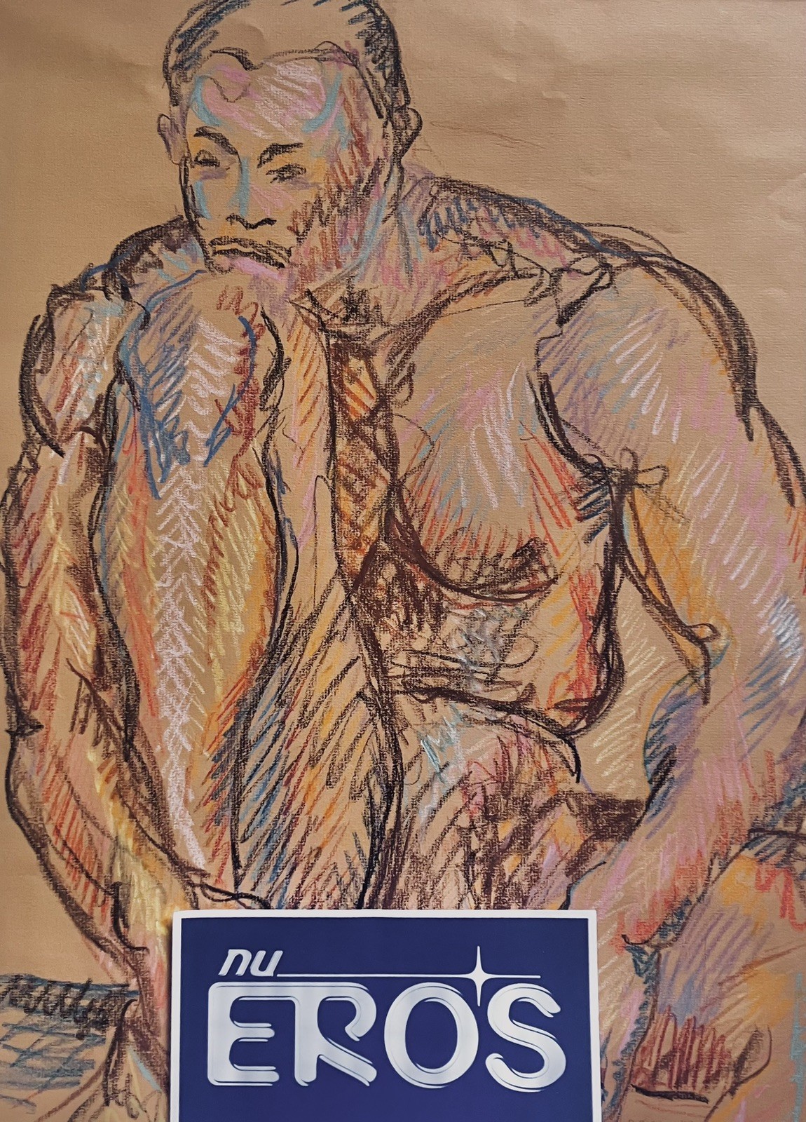 Vintage Gay Interest Male Figure Drawing Artwork Ohio artist Rosemarie Bloch
