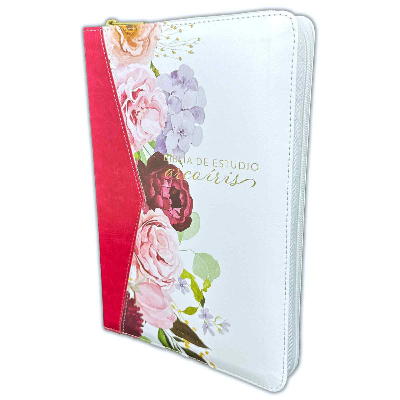 Biblia de Estudio Arco Iris para Mujer con Cierre RV1960 fucsia floral indice