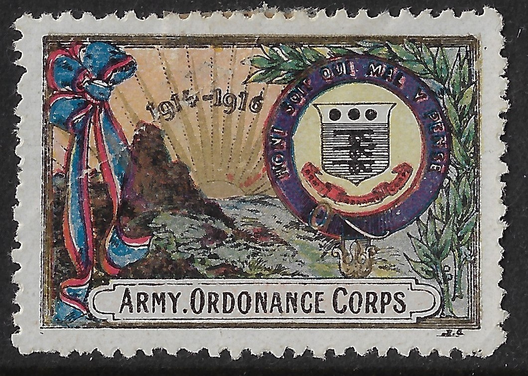 GB WWI era, Delandre (?) poster stamp for Army Ordinance Corps. Seascape (11k203