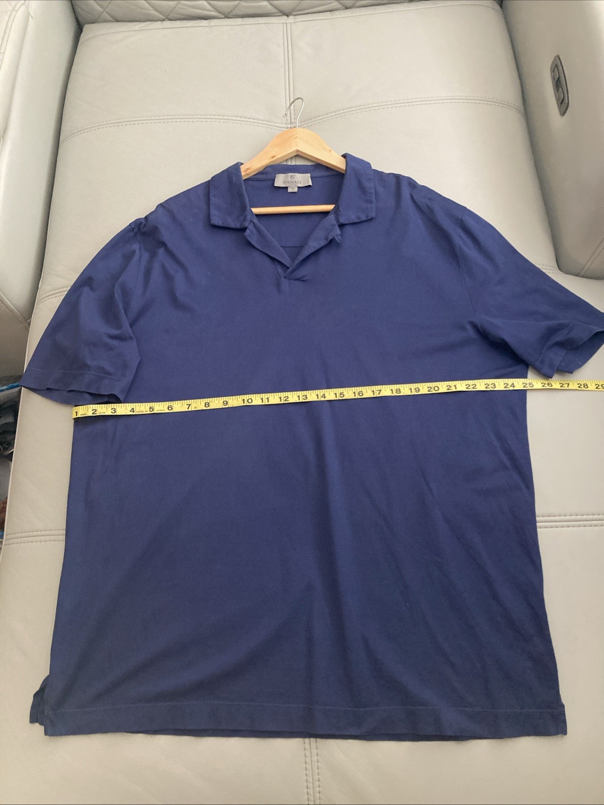 Canali Polo Shirt Navy One Button L