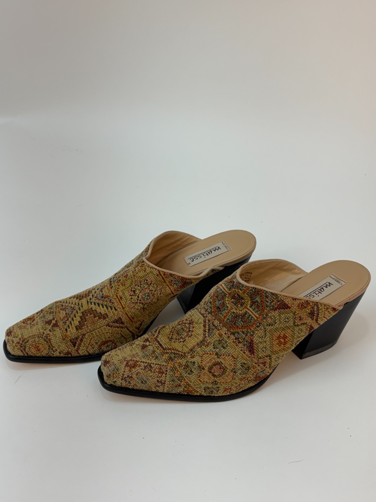Vintage 2002 Matisse Tapestry Mules Women\'s 11M Made in Brazil Leather