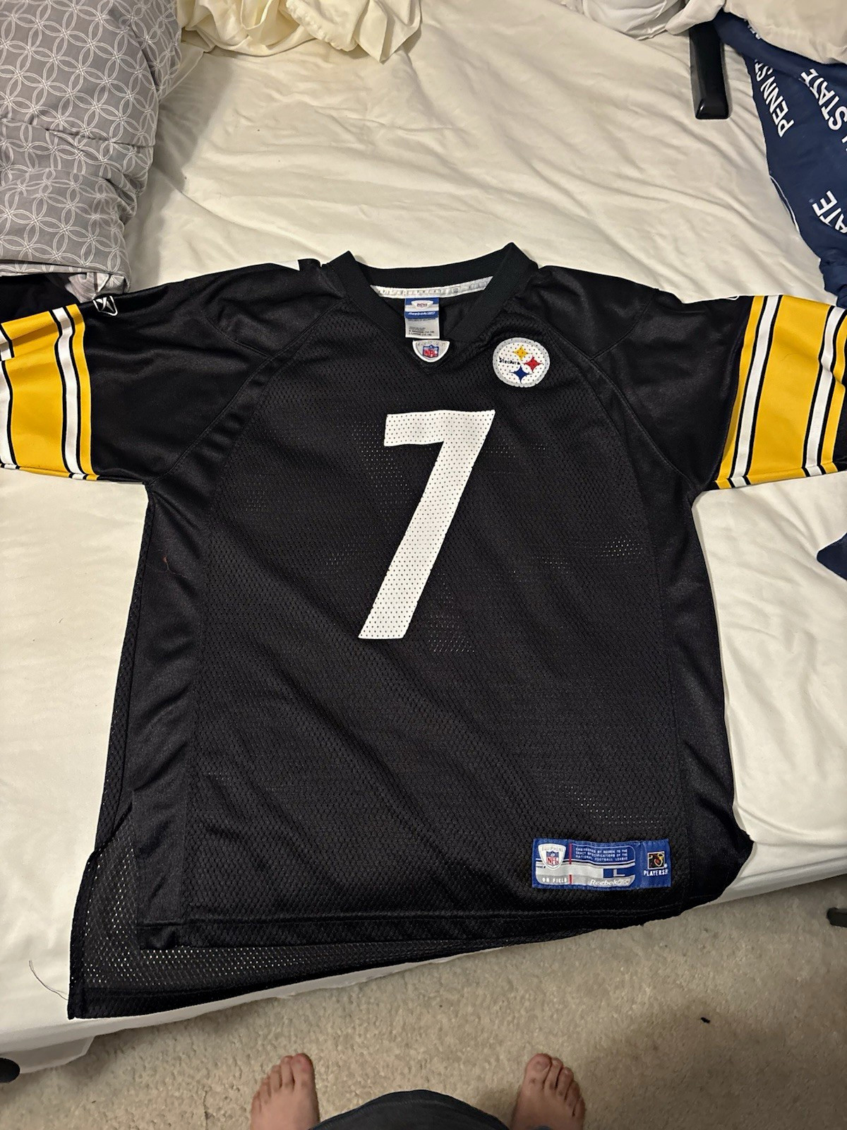 Reebok Pittsburgh Steelers Ben Roethlisberger #7 NFL Black Jersey Size Youth  L