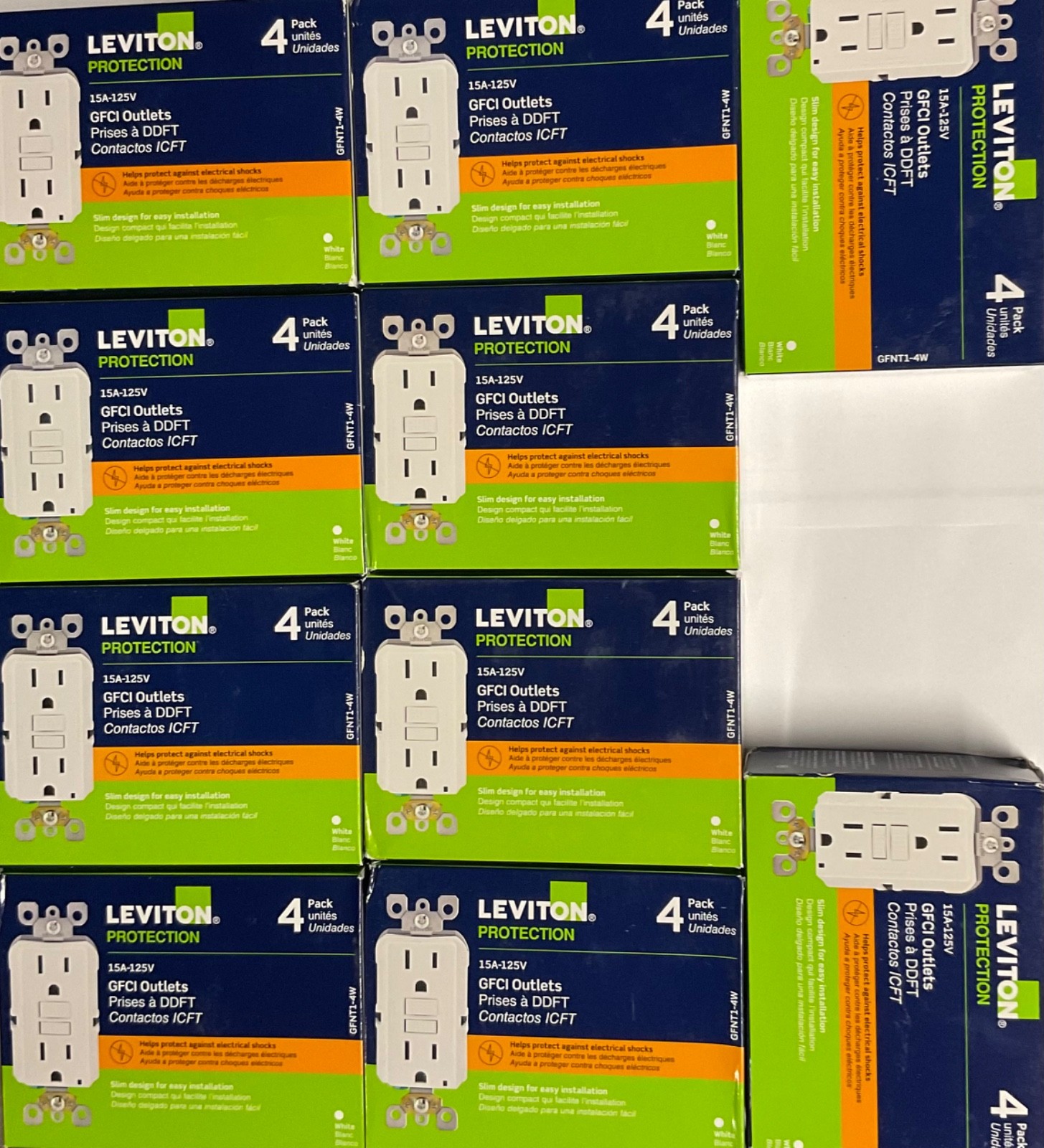 40PCS LEVITON GFNT1-4W 15A GFCI OUTLET WH NEW ( these are not tamper resistant)